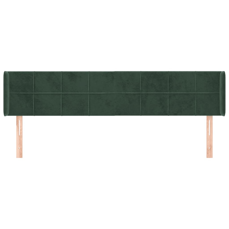 vidaXL sötétzöld bársony szárnyas fejtámla 183x16x78/88 cm