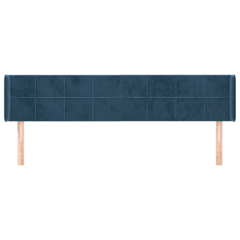 vidaXL sötétkék bársony szárnyas fejtámla 183x16x78/88 cm