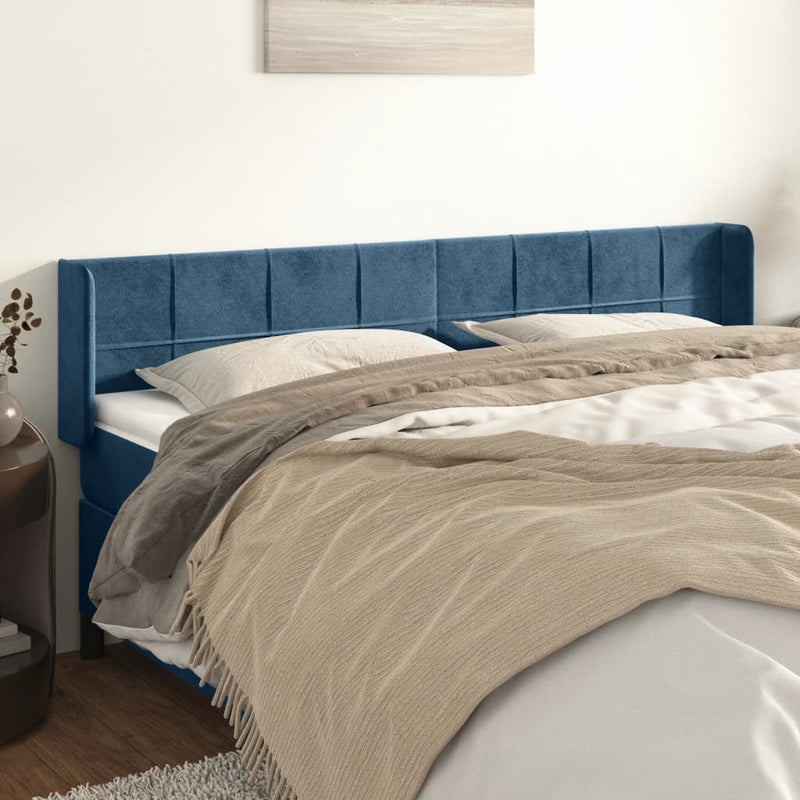 vidaXL sötétkék bársony szárnyas fejtámla 183x16x78/88 cm