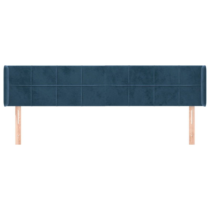 vidaXL sötétkék bársony szárnyas fejtámla 203x16x78/88 cm