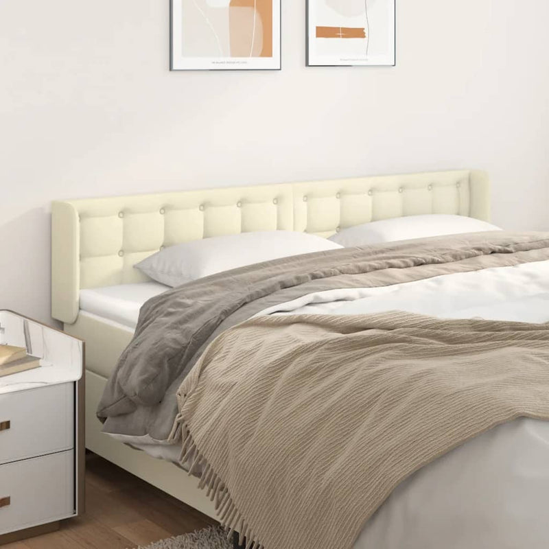 vidaXL krémszínű műbőr szárnyas fejtámla 163x16x78/88 cm