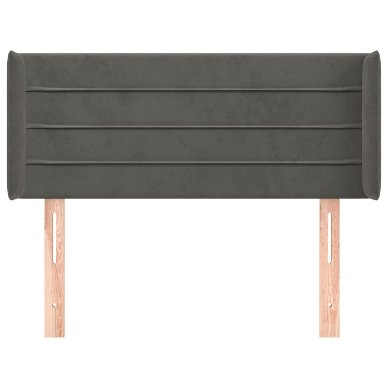 vidaXL sötétszürke bársony fejtámla szárnyakkal 83x16x78/88 cm