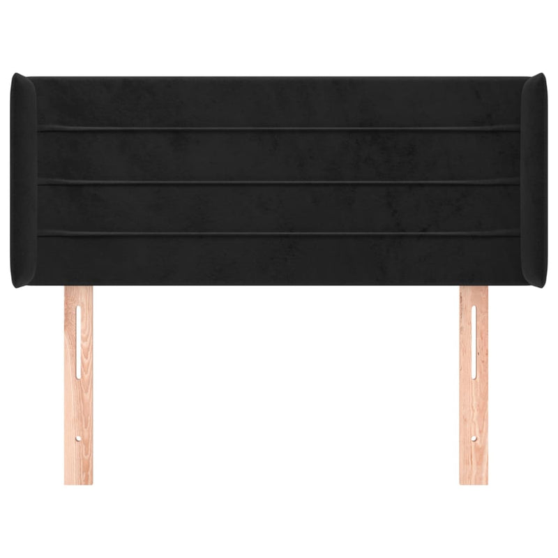 vidaXL fekete bársony fejtámla szárnyakkal 93x16x78/88 cm