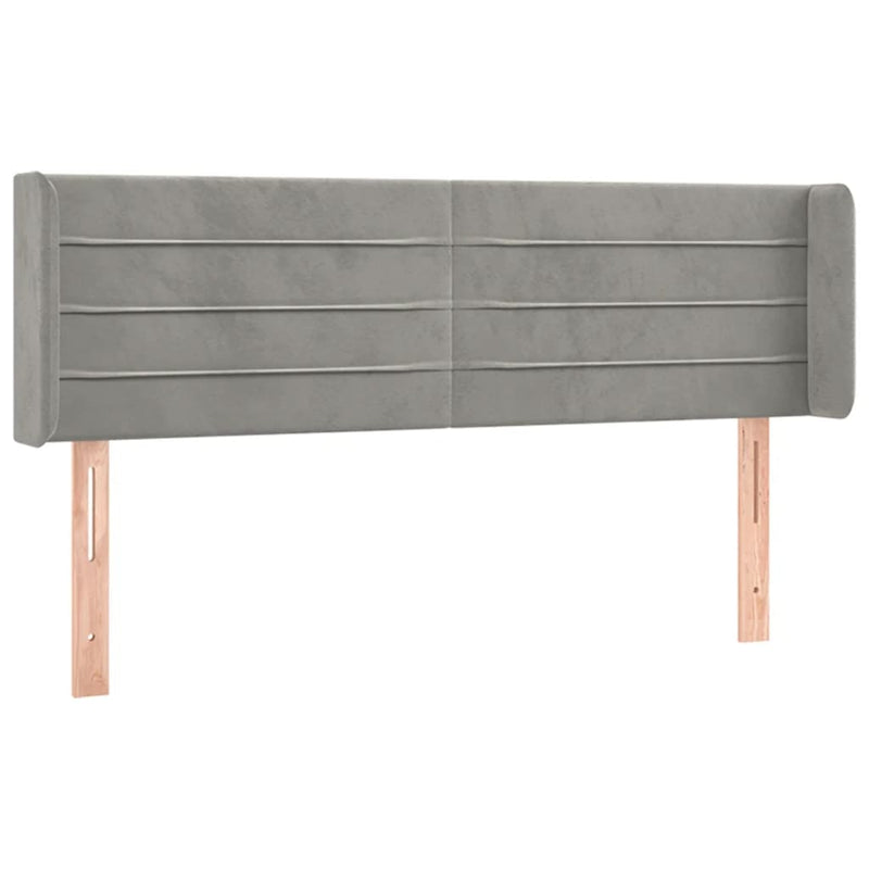 vidaXL világosszürke bársony fejtámla 147x16x78/88 cm