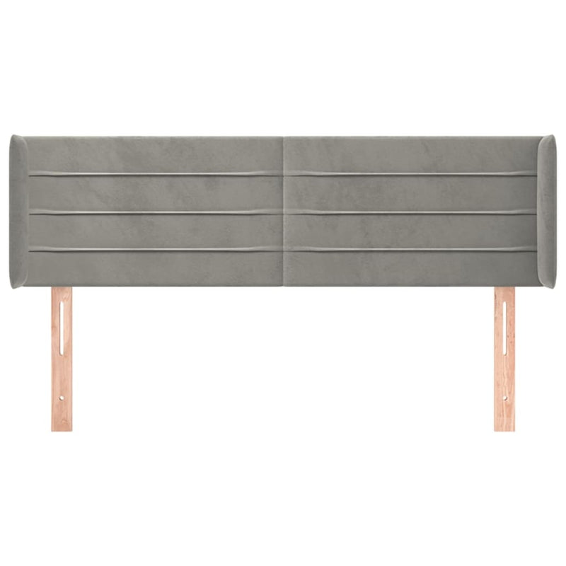 vidaXL világosszürke bársony fejtámla 147x16x78/88 cm