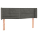 vidaXL sötétszürke bársony fejtámla szárnyakkal 147x16x78/88 cm