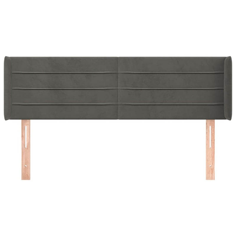 vidaXL sötétszürke bársony fejtámla szárnyakkal 147x16x78/88 cm