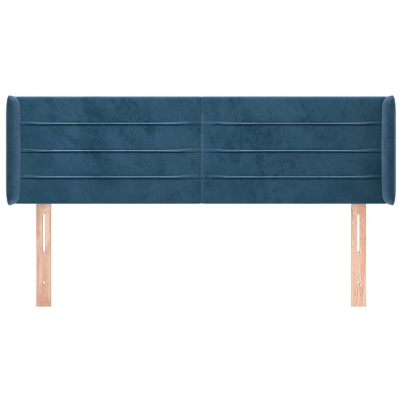 vidaXL sötétkék bársony fejtámla 147x16x78/88 cm