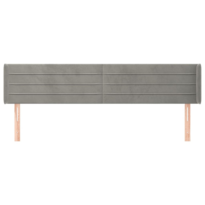 vidaXL világosszürke bársony szárnyas fejtámla 163x16x78/88 cm