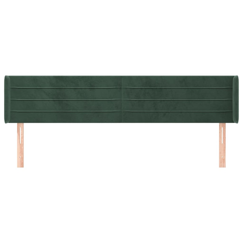 vidaXL sötétzöld bársony szárnyas fejtámla 163x16x78/88 cm