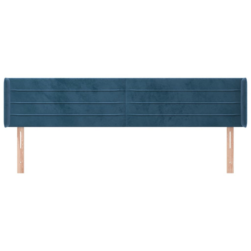 vidaXL sötétkék bársony szárnyas fejtámla 163x16x78/88 cm