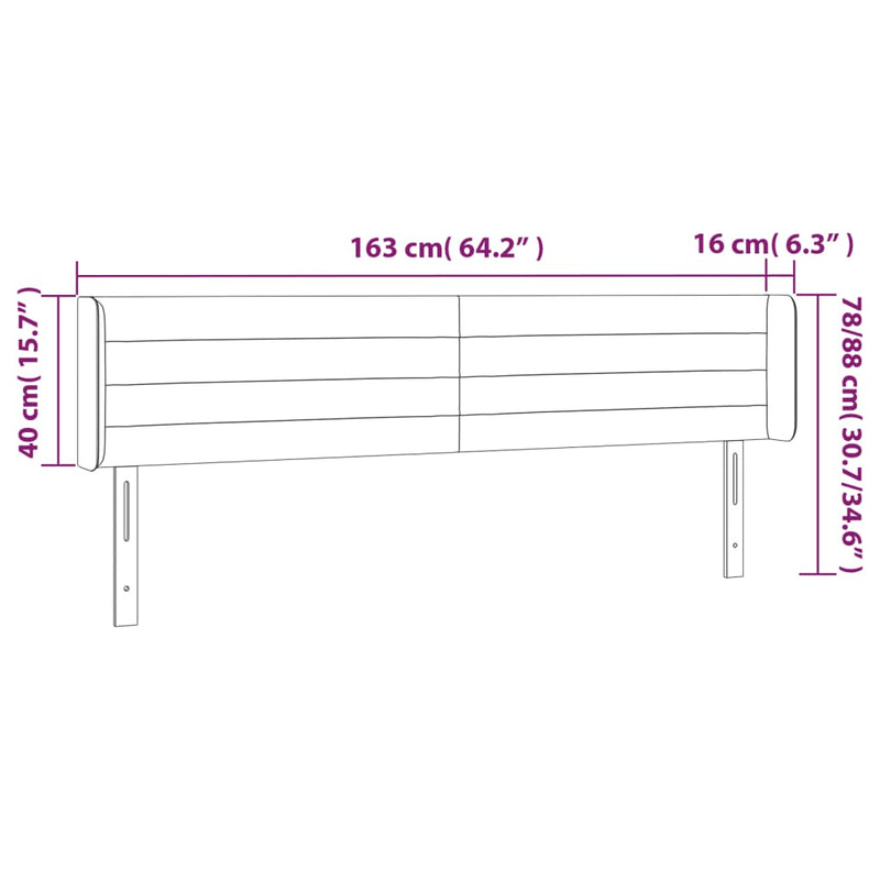 vidaXL sötétkék bársony szárnyas fejtámla 163x16x78/88 cm