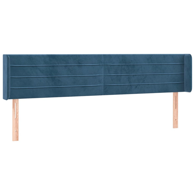 vidaXL sötétkék bársony szárnyas fejtámla 183x16x78/88 cm