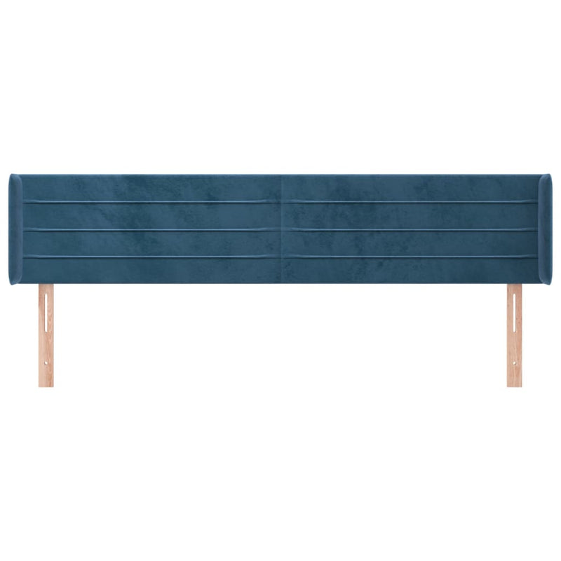 vidaXL sötétkék bársony szárnyas fejtámla 183x16x78/88 cm