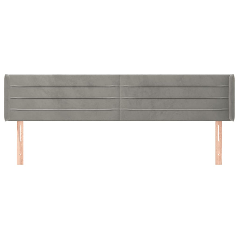 vidaXL világosszürke bársony szárnyas fejtámla 203x16x78/88 cm