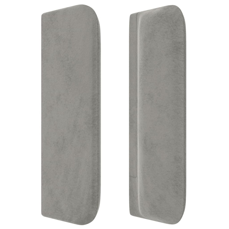 vidaXL világosszürke bársony szárnyas fejtámla 203x16x78/88 cm