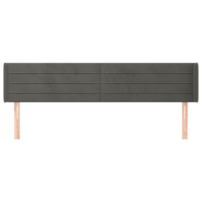 vidaXL sötétszürke bársony szárnyas fejtámla 203x16x78/88 cm