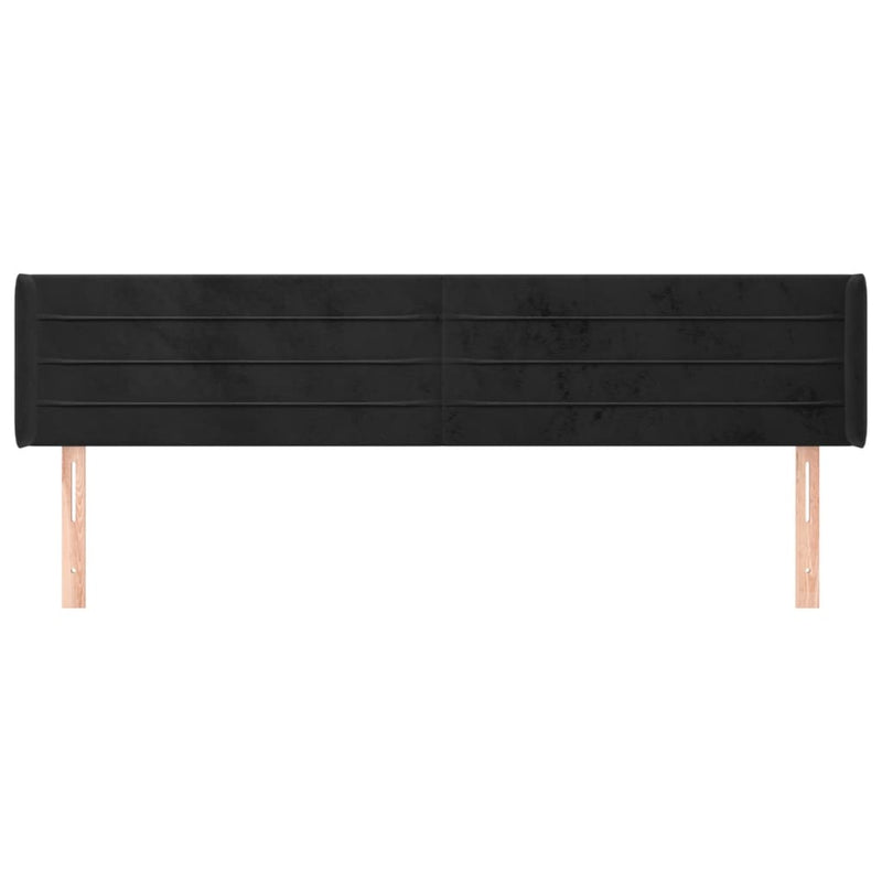 vidaXL fekete bársony szárnyas fejtámla 203x16x78/88 cm