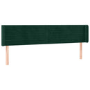 vidaXL sötétzöld bársony szárnyas fejtámla 203x16x78/88 cm