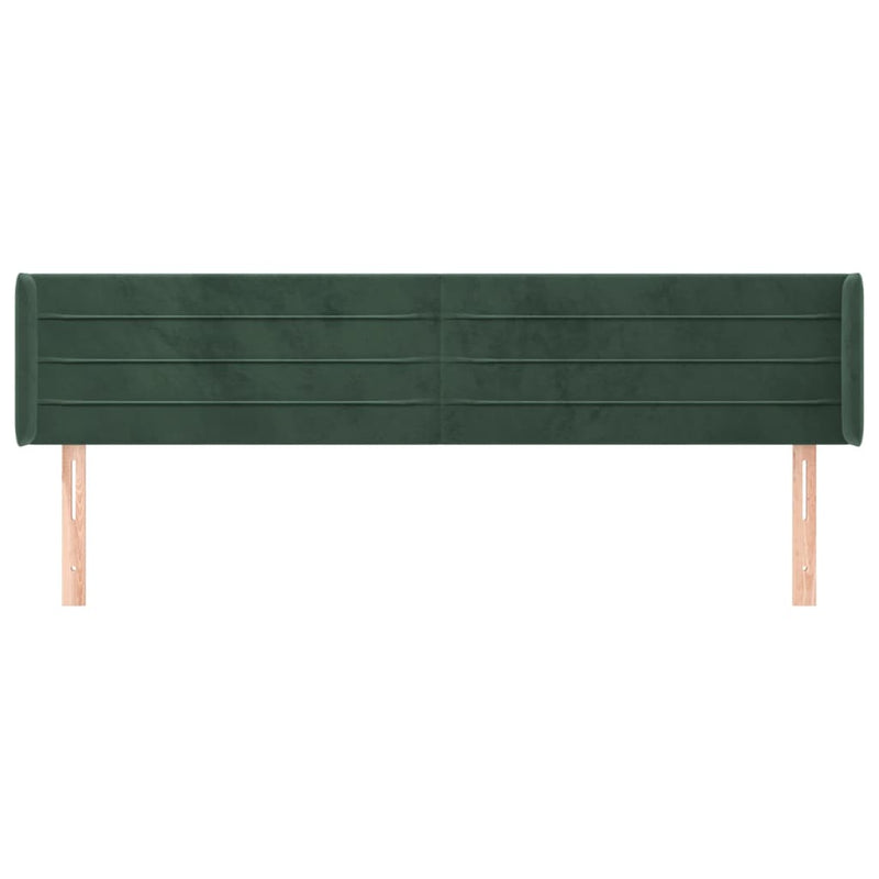 vidaXL sötétzöld bársony szárnyas fejtámla 203x16x78/88 cm