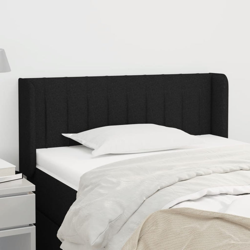 vidaXL fekete szövet fejtámla szárnyakkal 93x16x78/88 cm