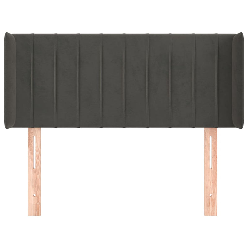 vidaXL sötétszürke bársony fejtámla szárnyakkal 83x16x78/88 cm