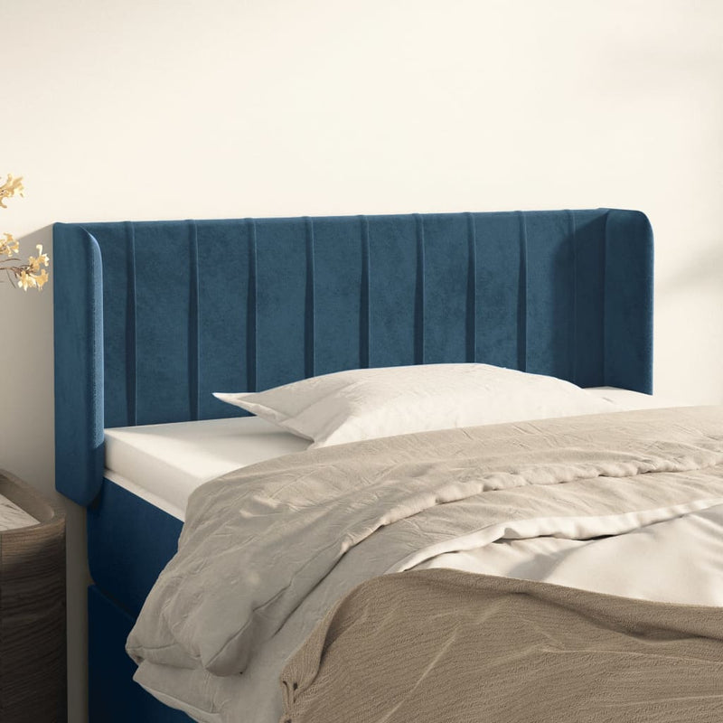 vidaXL sötétkék bársony fejtámla 83x16x78/88 cm