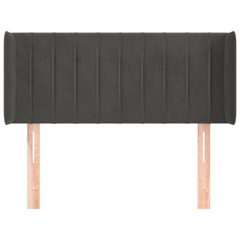 vidaXL sötétszürke bársony fejtámla szárnyakkal 103x16x78/88 cm