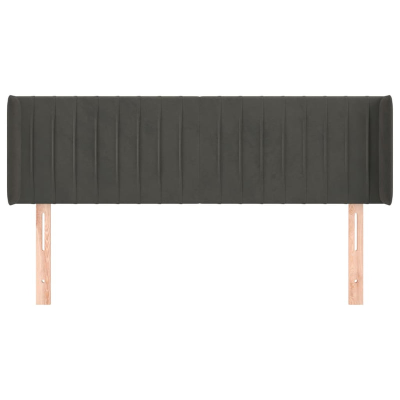 vidaXL sötétszürke bársony fejtámla szárnyakkal 147x16x78/88 cm