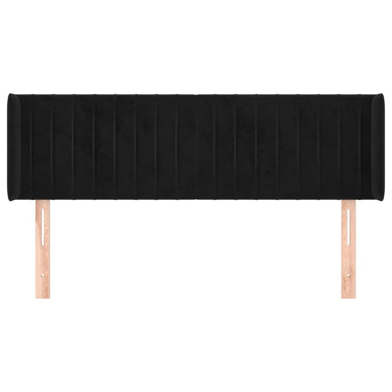 vidaXL fekete bársony fejtámla szárnyakkal 147x16x78/88 cm