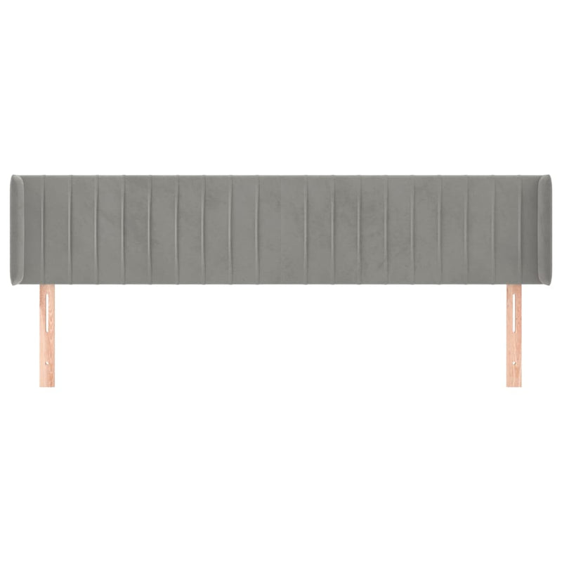 vidaXL világosszürke bársony szárnyas fejtámla 163x16x78/88 cm