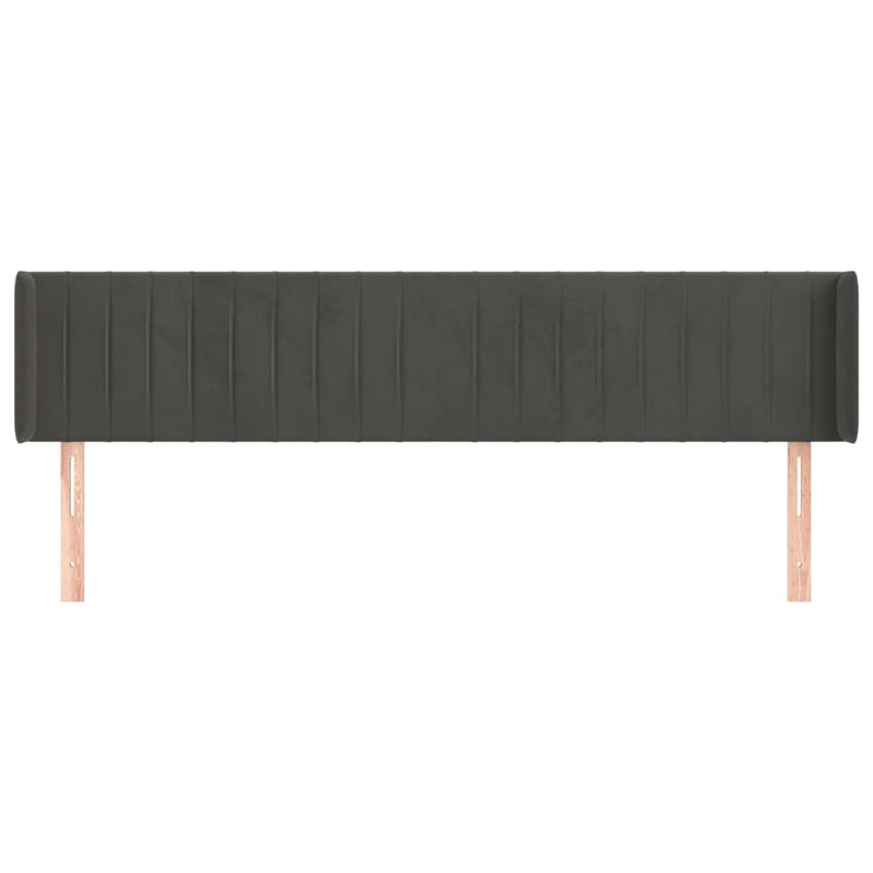 vidaXL sötétszürke bársony szárnyas fejtámla 163x16x78/88 cm