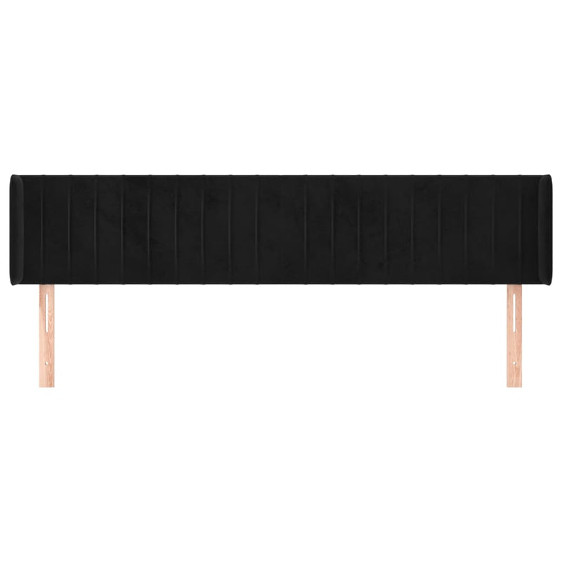 vidaXL fekete bársony szárnyas fejtámla 163x16x78/88 cm