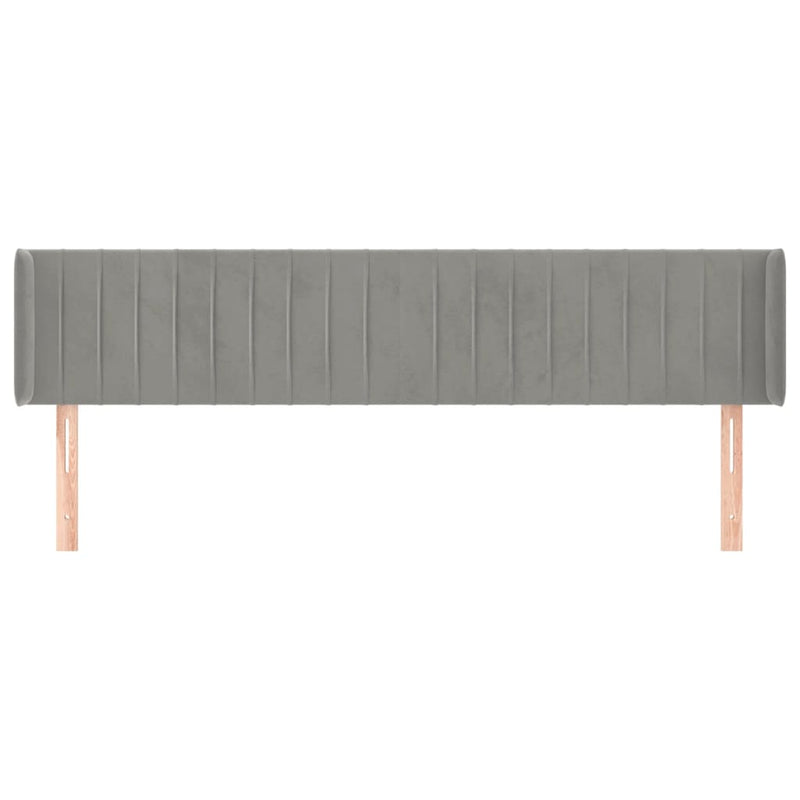 vidaXL világosszürke bársony szárnyas fejtámla 183x16x78/88 cm