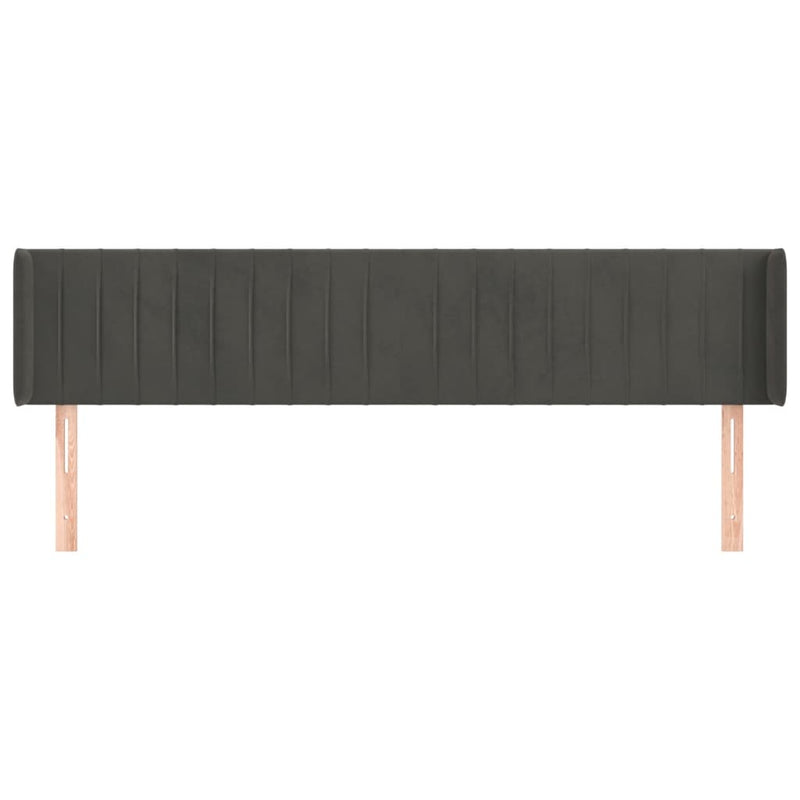 vidaXL sötétszürke bársony szárnyas fejtámla 183x16x78/88 cm