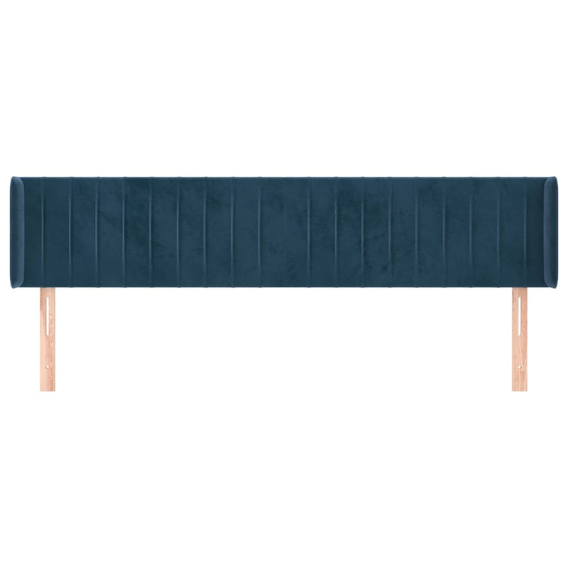 vidaXL sötétkék bársony szárnyas fejtámla 183x16x78/88 cm