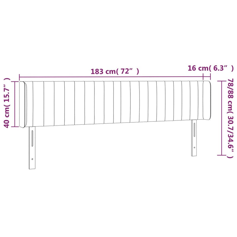vidaXL sötétkék bársony szárnyas fejtámla 183x16x78/88 cm