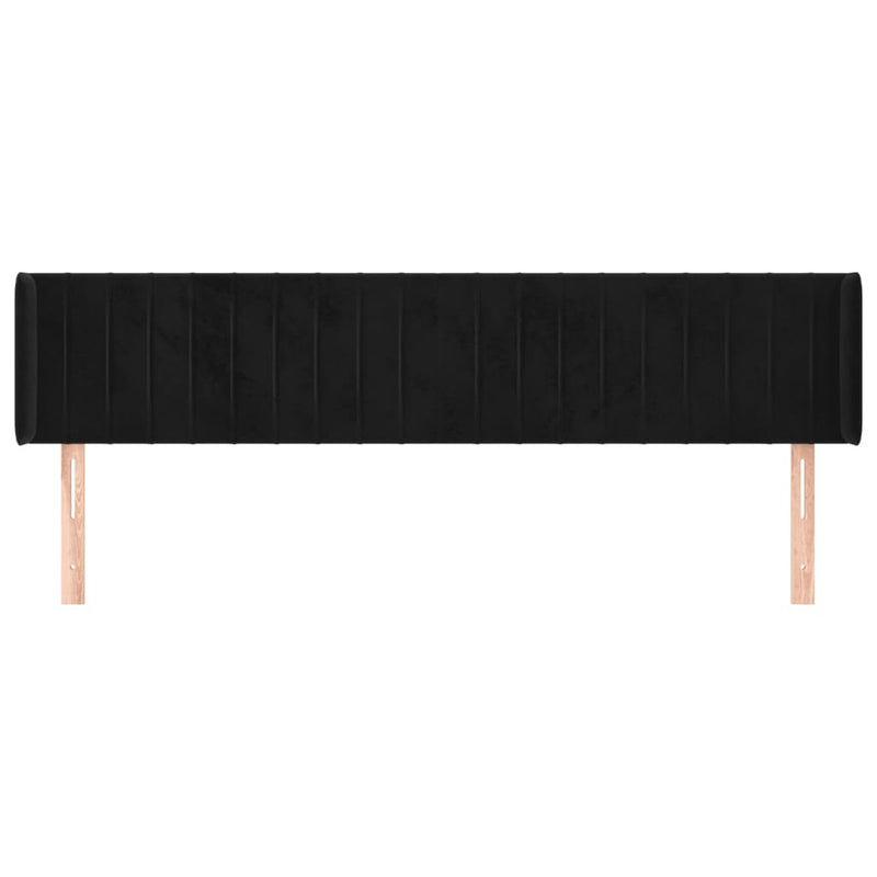 vidaXL fekete bársony szárnyas fejtámla 203x16x78/88 cm