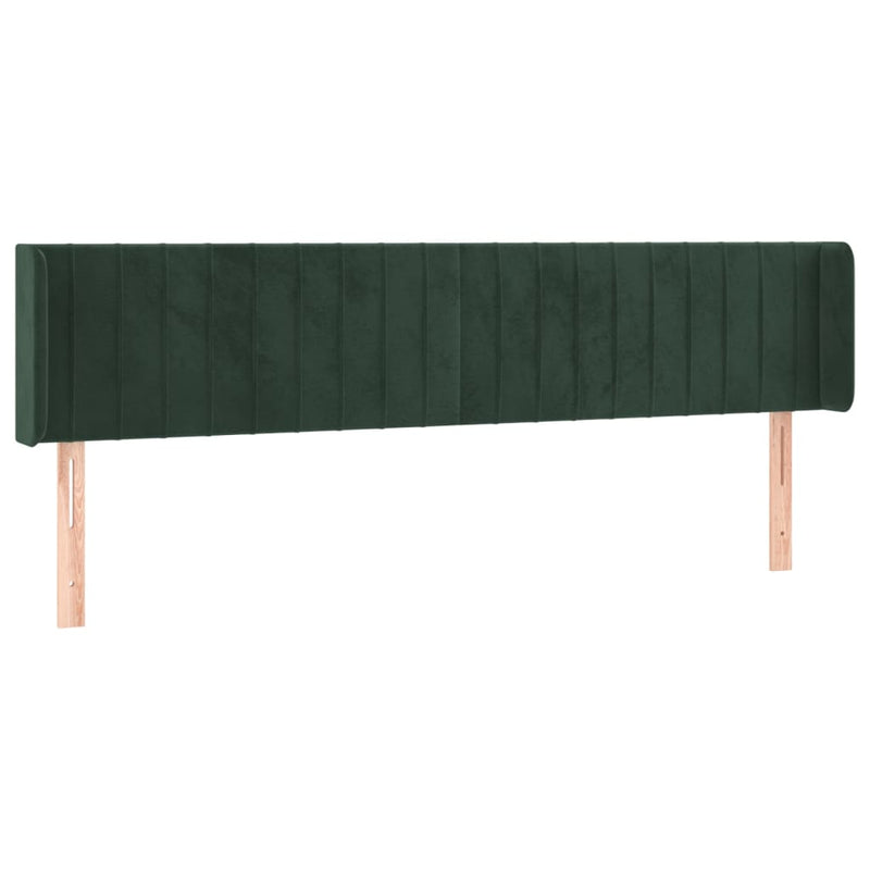 vidaXL sötétzöld bársony szárnyas fejtámla 203x16x78/88 cm