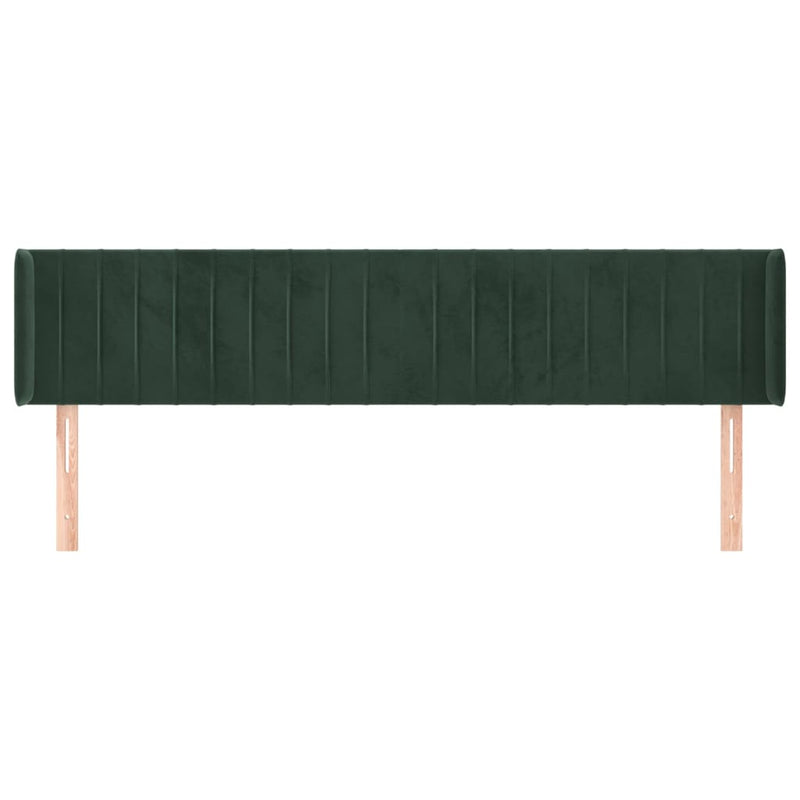 vidaXL sötétzöld bársony szárnyas fejtámla 203x16x78/88 cm