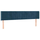 vidaXL sötétkék bársony szárnyas fejtámla 203x16x78/88 cm
