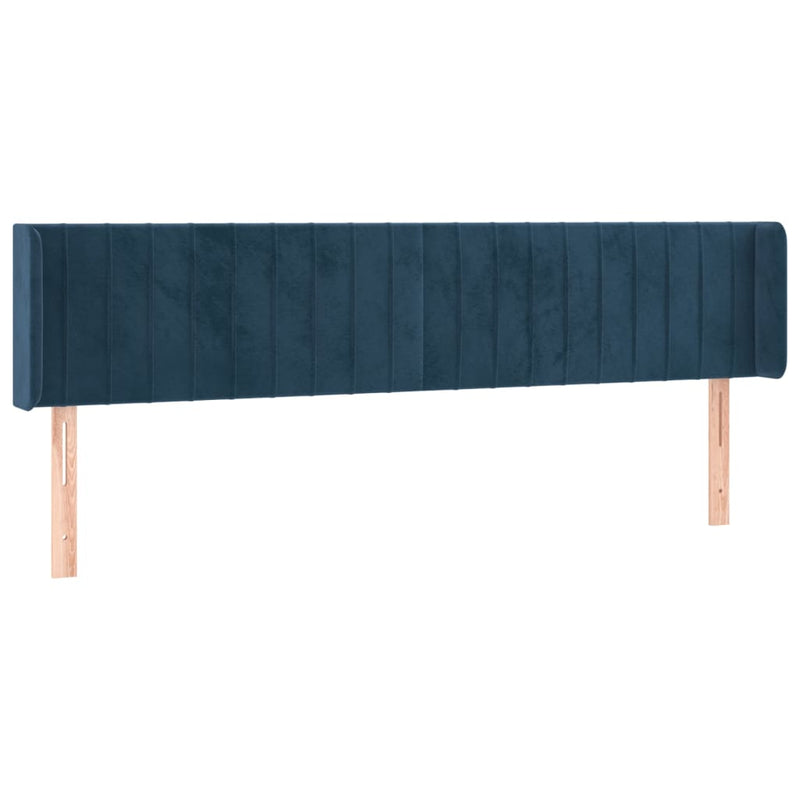 vidaXL sötétkék bársony szárnyas fejtámla 203x16x78/88 cm