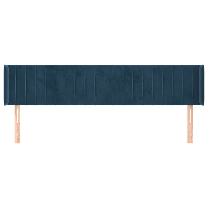 vidaXL sötétkék bársony szárnyas fejtámla 203x16x78/88 cm