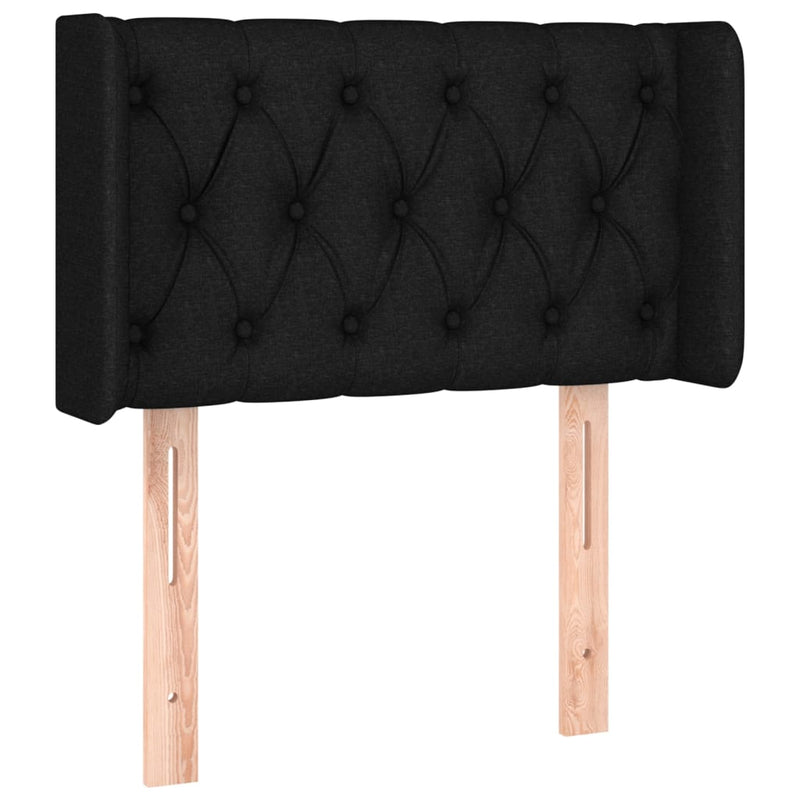 vidaXL fekete szövet fejtámla szárnyakkal 83x16x78/88 cm