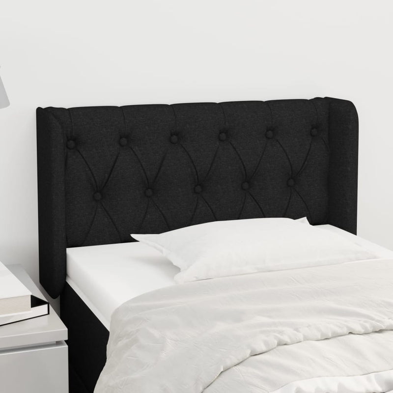vidaXL fekete szövet fejtámla szárnyakkal 83x16x78/88 cm