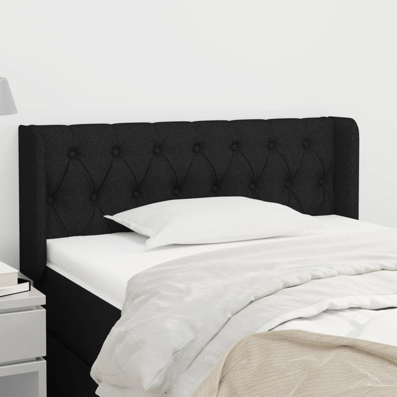 vidaXL fekete szövet fejtámla szárnyakkal 93x16x78/88 cm