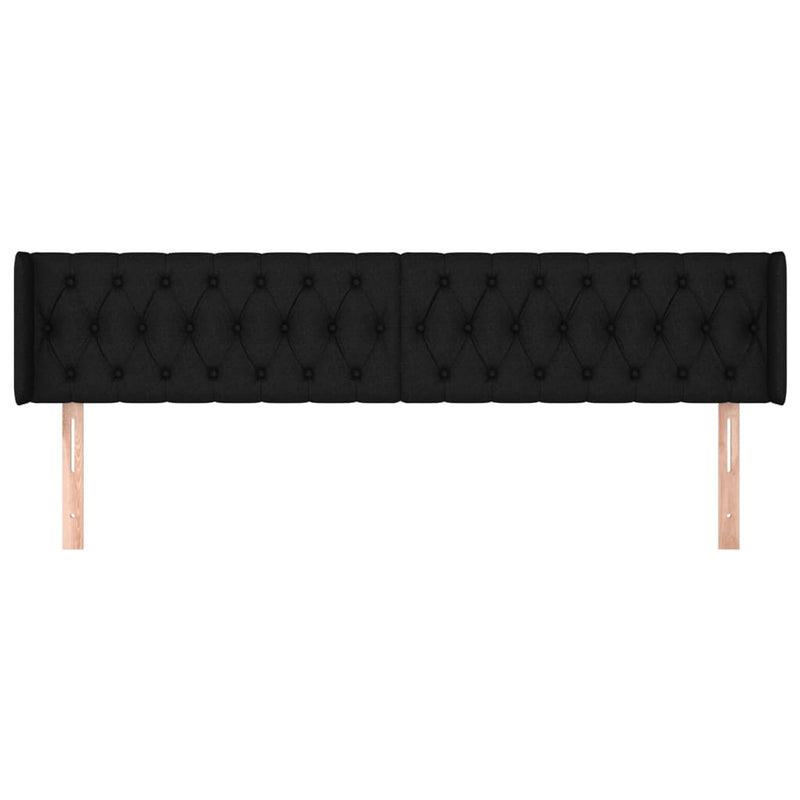 vidaXL fekete szövet fejtámla szárnyakkal 203x16x78/88 cm