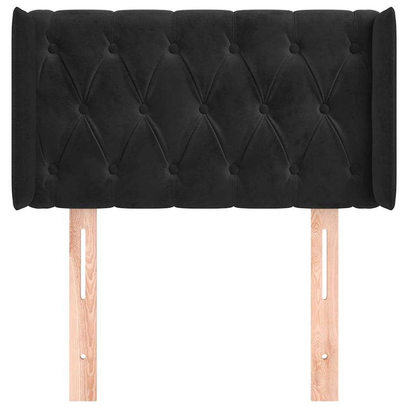 vidaXL fekete bársony fejtámla szárnyakkal 83x16x78/88 cm