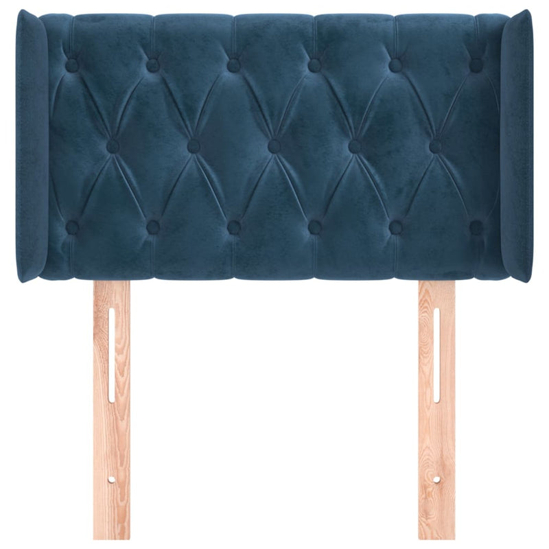 vidaXL sötétkék bársony fejtámla szárnyakkal 83x16x78/88 cm