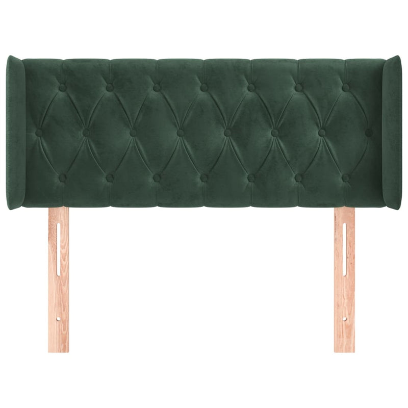 vidaXL sötétzöld bársony fejtámla szárnyakkal 93x16x78/88 cm
